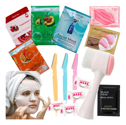 Kit Skincare Facial Mascarillas Cepillo Limpieza Perfilador