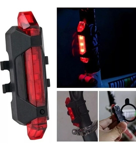 Farol Traseiro Bike Led Sinalizador Recarregável Vermelho