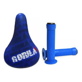 Asiento Bicicleta Bmx Cross Gorila Parker Azul Y Puños 145mm