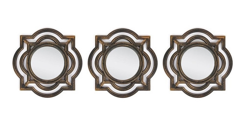 Set Tres Espejos Decorativos Marco Geométrico 25x25cm