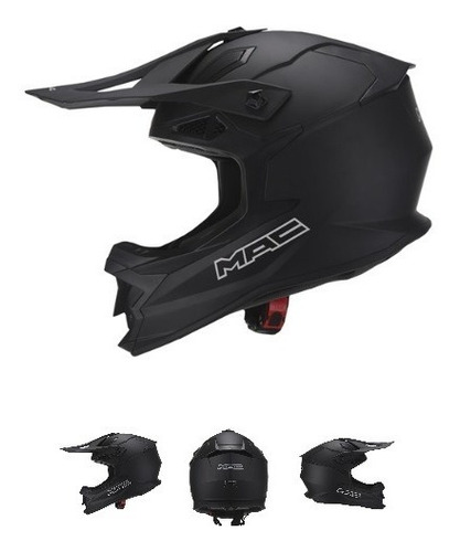 Casco Mac Virtus Motocross Enduro Atv Utv Negro Mate Dompa