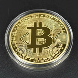 Bitcoin Moneda De Colección Física Btc Chapado En Oro 1 O.