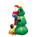 Para Árbol De Navidad Inflable 1,8 M Con Papá Noel Y Perro