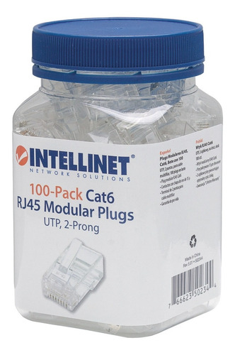 Plug Modular Rj45 Cat 6e Intellinet Bote 100pza 502344 Kt