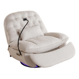 Sofa Reclinable Giratoria Electrica Control De Voz Beige 