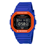 Reloj Hombre Casio Dw-5610sc-2dr G-shock Color De La Correa Azul Color Del Bisel Naranja Color Del Fondo Negro