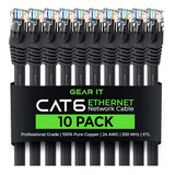 10 Pack Cat 6 Ethernet Cable Cat6 Snagless Patch 7 Pies...