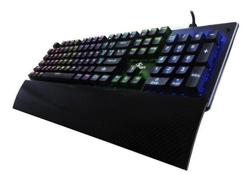 Teclado Gamer Yeyian Serie 2000 Flare Qwerty Español España Color Negro Con Luz Rgb