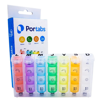 Pastillero Semanal Portabs 4 Tomas Diarias Español Portátil Símbolos | Meses sin interés