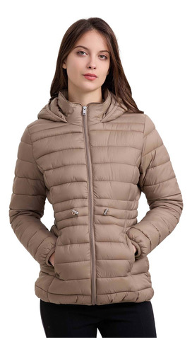 Parka Mujer Corta Ajustable Beige Oscuro Fashion's Park