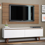 Rack Madesa Le Mans Painel Para Tv Quarto Até 55 Polegadas 2 Portas Cor Rustic/branco Mdes0200076e