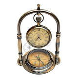 Reloj De Mesa Náutico Con Brújula Marítima - Regalo Vintage 