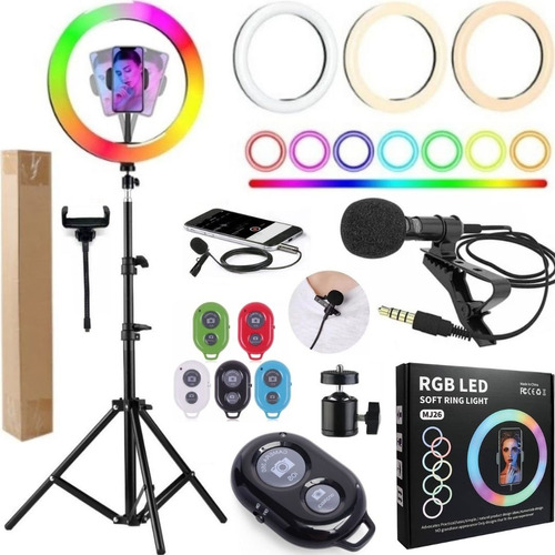 Ring Light Rgb Luz Colorida + Tripé 2m Vídeos Insta Tiktok