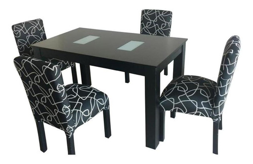 Juego De Comedor, Mesa Fija +4 Sillas Vestidas En Chenille