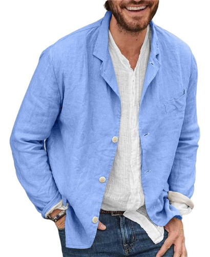 Chaqueta De Algodón Y Lino For Hombre Traje Casual Moda