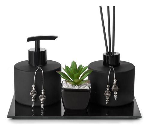 Kit Lavabo Luxo Difusor E Saboneteira Com Bandeja 