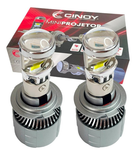 Farol Led Mini Projetor H7 Canhão Plug And Play Cinoy 12/24v