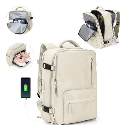 Mochila De Viaje Grande Impermeable Recargable Por Usb