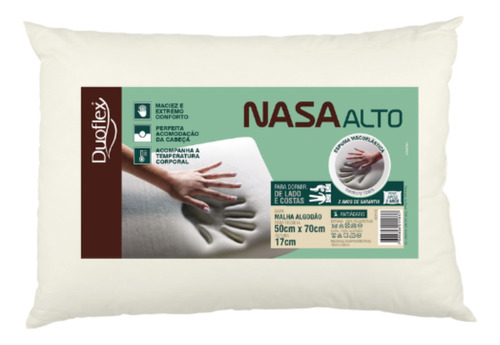 Travesseiro Duoflex Nasa Alto P/ Dormir De Lado/costas