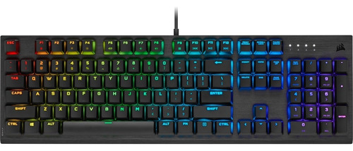 Teclado Gamer Corsair K60 Rgb Pro Low Profile Qwerty Cherry Mx Low Profile Speed Español Color Negro Con Luz Rgb