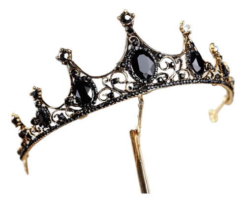 Tiara Corona Negra De Cristales Elegante Vintage 