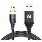 Cabo Carregador Magnético Usb Led Micro Usb V8 2 Metro Preto