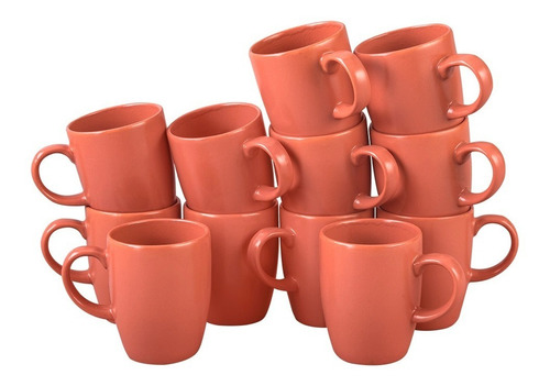 Taza De Cerámica Santa Anita 12 Piezas 310 Ml Color Naranja