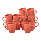 Taza De Cerámica Santa Anita 12 Piezas 310 Ml Color Naranja