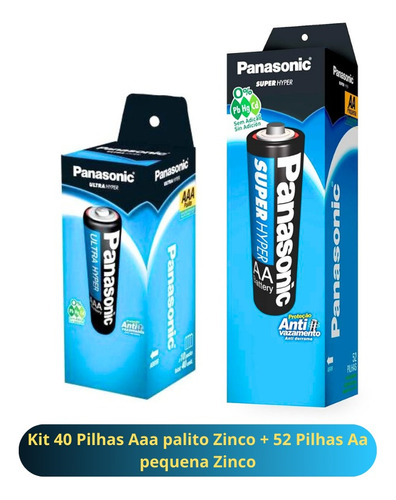 40 Pilha Panasonic Tubo Comum Palito Aaa+52 Pilha Pequena Aa