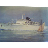 Antigua Postal Con Ilustración De Barco