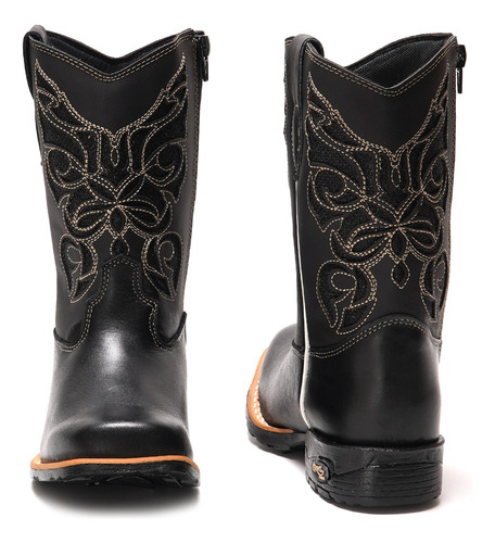 Bota Country Texana  Em Laser Feminina Cano Longo Com Brilho