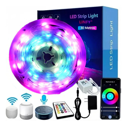 Tiras De Led Luz Rgb 30m(3x10m) 24v Wifi Alexa App Control