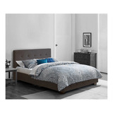 Recámara Nick Queen Size Sude Gris  Cama Mueble Muebles