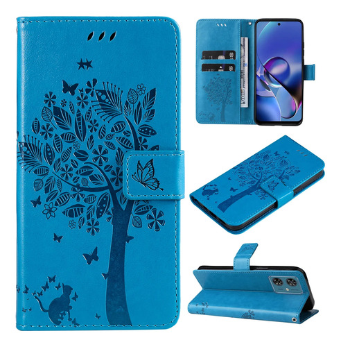 Funda Tipo Cartera De Piel Perforada Con Forma De Árbol De G