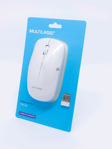 Mouse Sem Fio 2.4ghz 1200dpi Branco Usb Multilaser Mo286