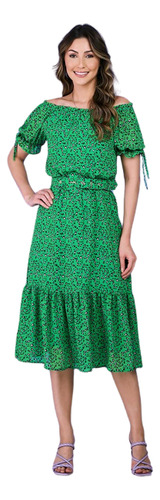 Vestido Tatá Martello Eliete Verde Com Cinto