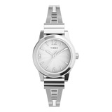 Reloj Mujer Timex Cristal Mineral Pulsera 25 Mm Tw2w184006p Correa Plateado Bisel Plateado Fondo Blanco