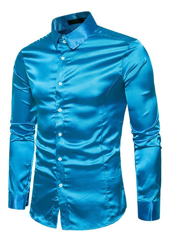 Camisa Noble De Seda Brillante De Lujo Para Hombre