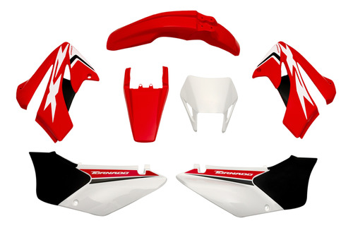 Kit De Plasticos Completo Honda Xr250 Tornado 7 Uni Rojo Mtc