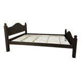 Cama Pino Macizo 2 Plazas Y Media Sari 1,4 X 1,9 Metros Color Negro