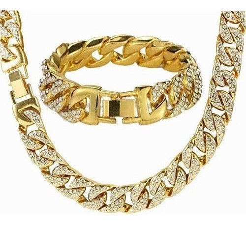 1 Collar Para Hombre Zirconia Cadena Cubana Diamantada