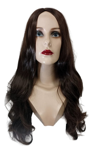 Peruca Wig Orgânica Ondulada Marrom Cacau Escuro - 75cm