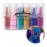 Kit Polvo X12 Glitter Paris Night Decoración Uñas Brillo