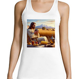 Musculosa Mujer Jesus Tomando Mate Picnic Lago Dios Amor