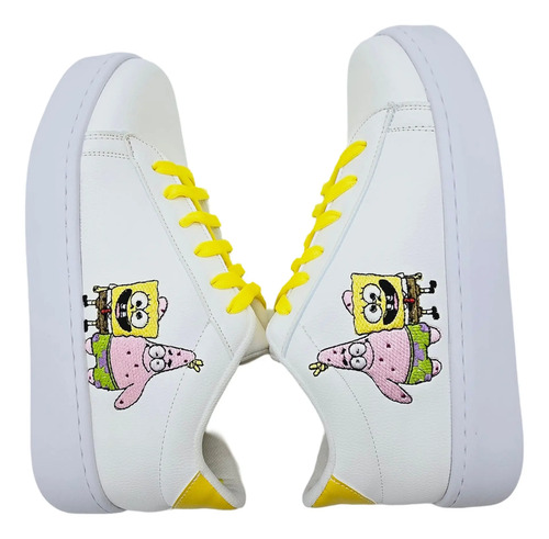 Tenis Bordado De Bob Esponja Y Patricio,para Toda La Familia