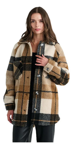 Sobrecamisa De Sherpa Holly Land Ah94 Camel Cuadros Mujer