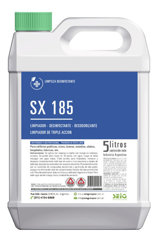 Sx 185 Seiq Desinfectante Desincrustante Quita Sarro 5 Lts 