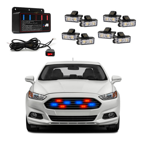 Kit Strobo Grade Automotivo 12v Pm Pf Policia Viatura Civil