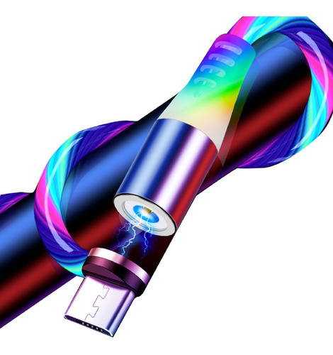 Cable Magnetico 3 En 1 - Celular Micro Usb - Led Multicolor