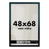 Moldura 48x68 Quadro Decorativo Vidro Poster Foto Corredor Cor Preto